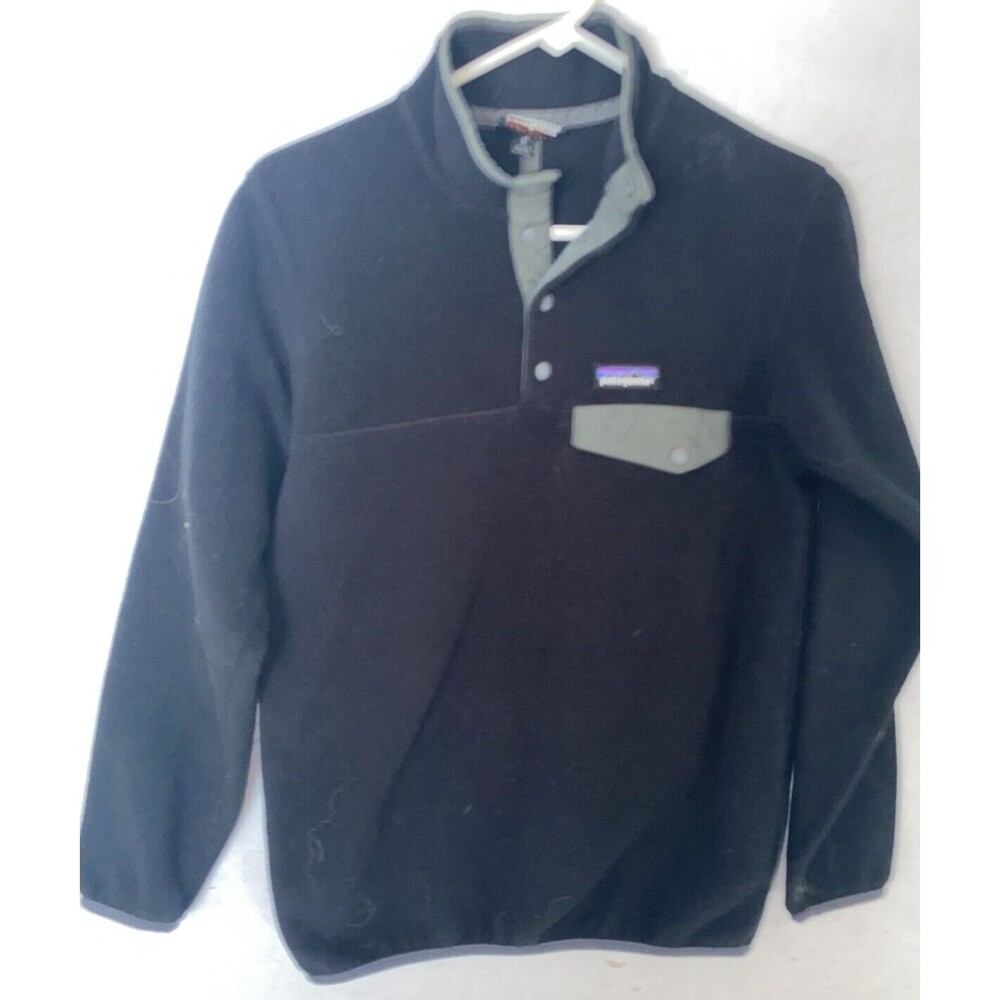 Patagonia Synchilla Snap T Pullover Women's XS Black Fleece Sweater long Sleeve
